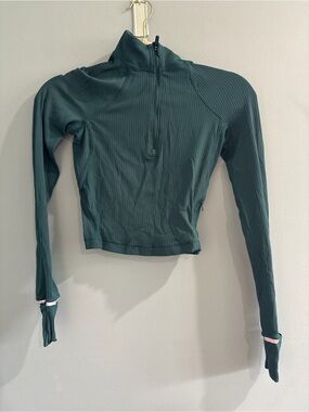 lululemon athletica Forest Green Ribbed Half-Zip Long Sleeve